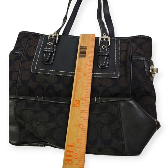 Coach Legacy Black Leather Trim CC Signature Canvas Handbag Tote Purse - Picture 9 of 14